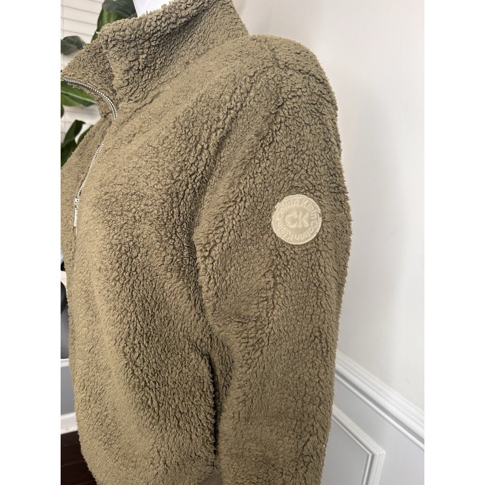 Calvin Klein Women's Green Fuzzy Jacket , Large, Casual, Full Zip - Picture 5 of 16